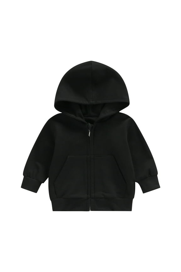 Toddler Baby Boys Girl Fall Zip Up Hoodies Jacket Kids Long Sleeve Hooded Solid Outerwear Children Autumn Lightweight Sweatshirt 1-5T