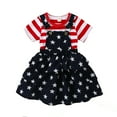 thumbnail image 1 of GXFC Toddler Baby Girl 4th of July Clothes Kids Girl Independence Day Summer Striped Short Sleeve T shirt Top+Stars Print Suspender Overalls Skirt Set 2pcs1-5Y, 1 of 9