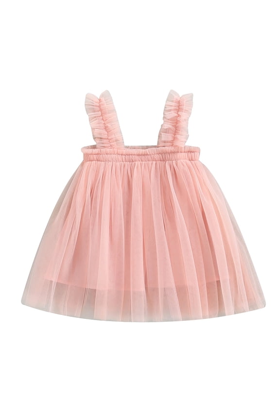 Toddler Baby Girl Tulle Dress Sleeveless Solid Layered Tutu Dress White 6M-5T
