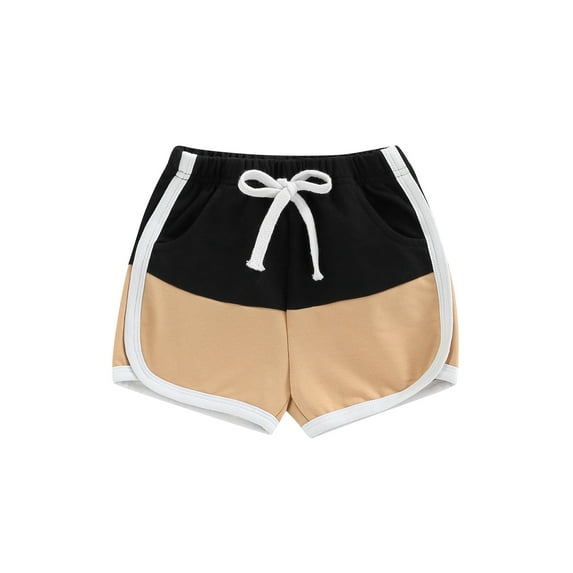 GXFC Toddler Baby Girls Boys Summer Shorts Kids Elastic Waist Drawstring Contrast Color Patchwork Shorts Pants Casual Clothes 6M-5T