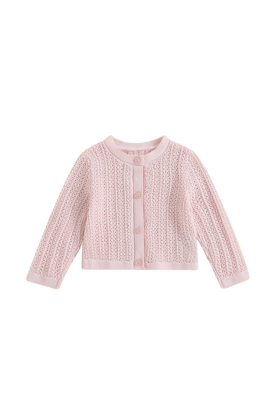 Toddler Baby Girls Fall Knitted Closure Cardigan Infant Girls Long Sleeve Button Down Sweater Tops Newborn Girls Casual Warm Fall Winter Top Clothes 0-3T
