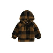 GXFC Toddler Boy Winter Hoodies 6M 1T 2T 3T 4T Kids Long Sleeve Hooded Plaid Sweatshirt Fall Fleece Warm Pullovers Clothing for Children Boy