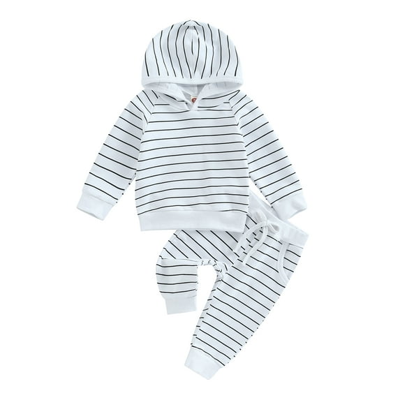 GXFC Toddler Boys Fall Outfits 6M 12M 18M 2T 3T Infant Boys Long Sleeve Striped Hoodie Tops and Pants Newborn Boys Autumn Casual Two Piece Set
