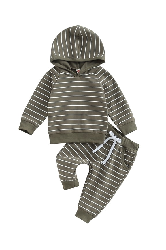 Toddler Boys Fall Outfits 6M 12M 18M 2T 3T Infant Boys Long Sleeve Striped Hoodie Tops and Pants Newborn Boys Autumn Casual Two Piece Set
