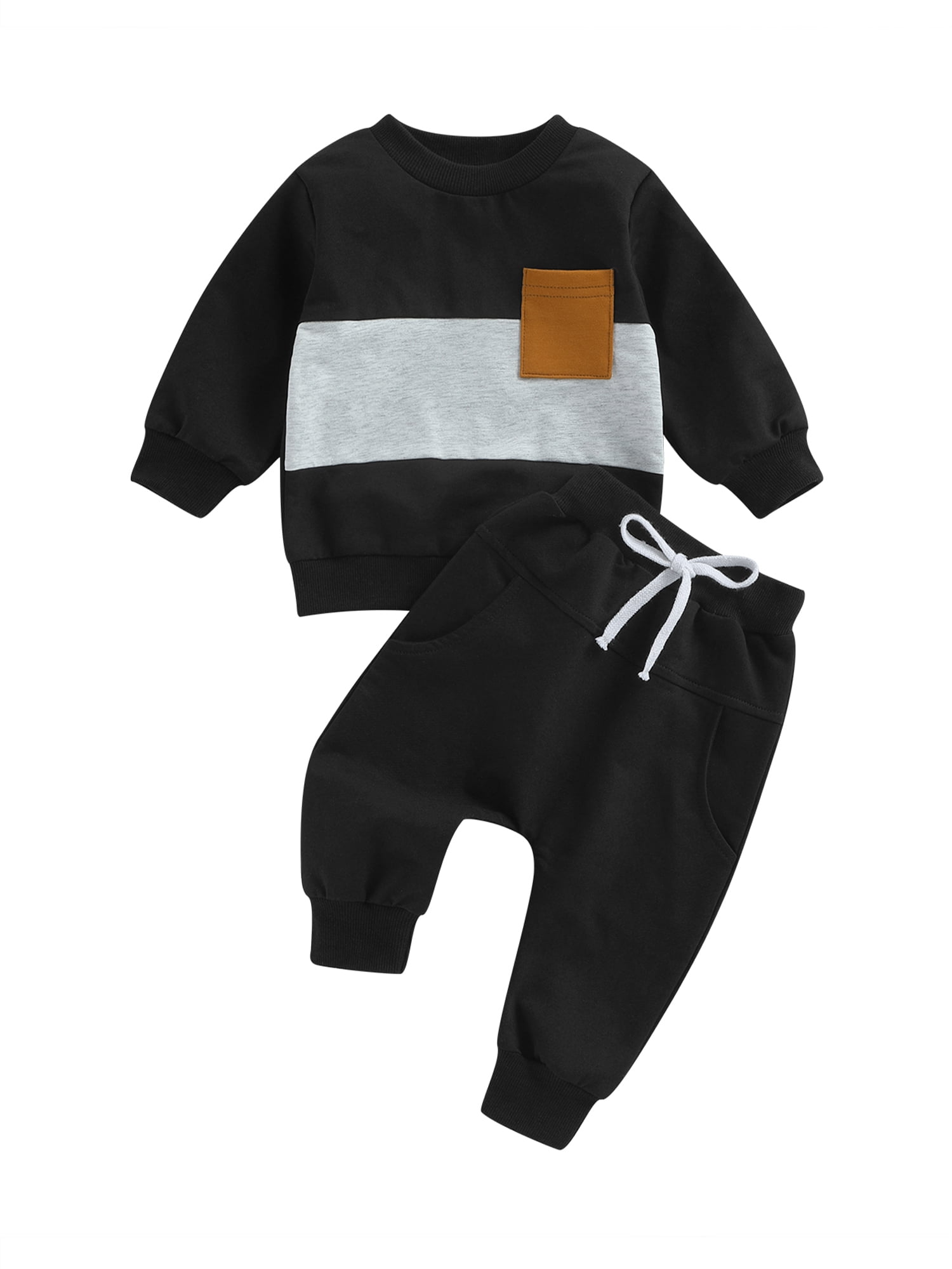 GXFC Toddler Boys Fall Outfits 6M 1T 2T 3T Children Boys Long Sleeve Contrast Color Sweatshirt
