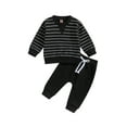 thumbnail image 1 of GXFC Toddler Boys Fall Tracksuit Outfits Clothes 6M 1T 2T 3T Kids Boys Long Sleeve Stripe Print Sweatshirt and Elastic Waistband Sweatpants 2 Piece Casual Autumn Clothing for Toddler Children Boys, 1 of 8