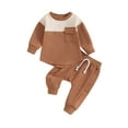 thumbnail image 1 of GXFC Toddler Boys Fall Tracksuit Outfits Set Clothes 6M 1T 2T 3T 4T Kids Boys Long Sleeve Contrast Color Sweatshirt and Drawstring Sweatpants 2 Piece Casual Clothing for Child Boys, 1 of 9