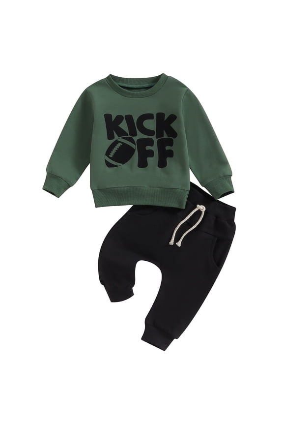 Toddler Boys Fall Tracksuit Outfits Set Clothes 6M 1T 2T 3T Kids Boys Long Sleeve Letter Print Sweatshirt and Elastic Waistband Sweatpants 2 Piece Casual Autumn Clothing for Children Boys