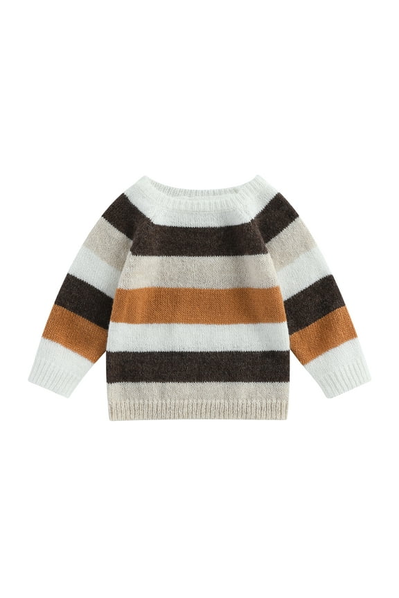 Toddler Boys Girls Sweaters 6M 1T 2T 3T 4T Kids Long Sleeve Contrast Color Knit Pullovers Tops Casual Fall Knitwear Clothes for Children Boys Girls