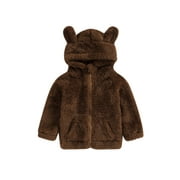 GXFC Toddler Boys Winter Outerwear Kids Boys Long Sleeve Zip Up Hooded Jacket Autumn Plush Warm Coat for Children Boys 6M 1T 2T 3T 4T