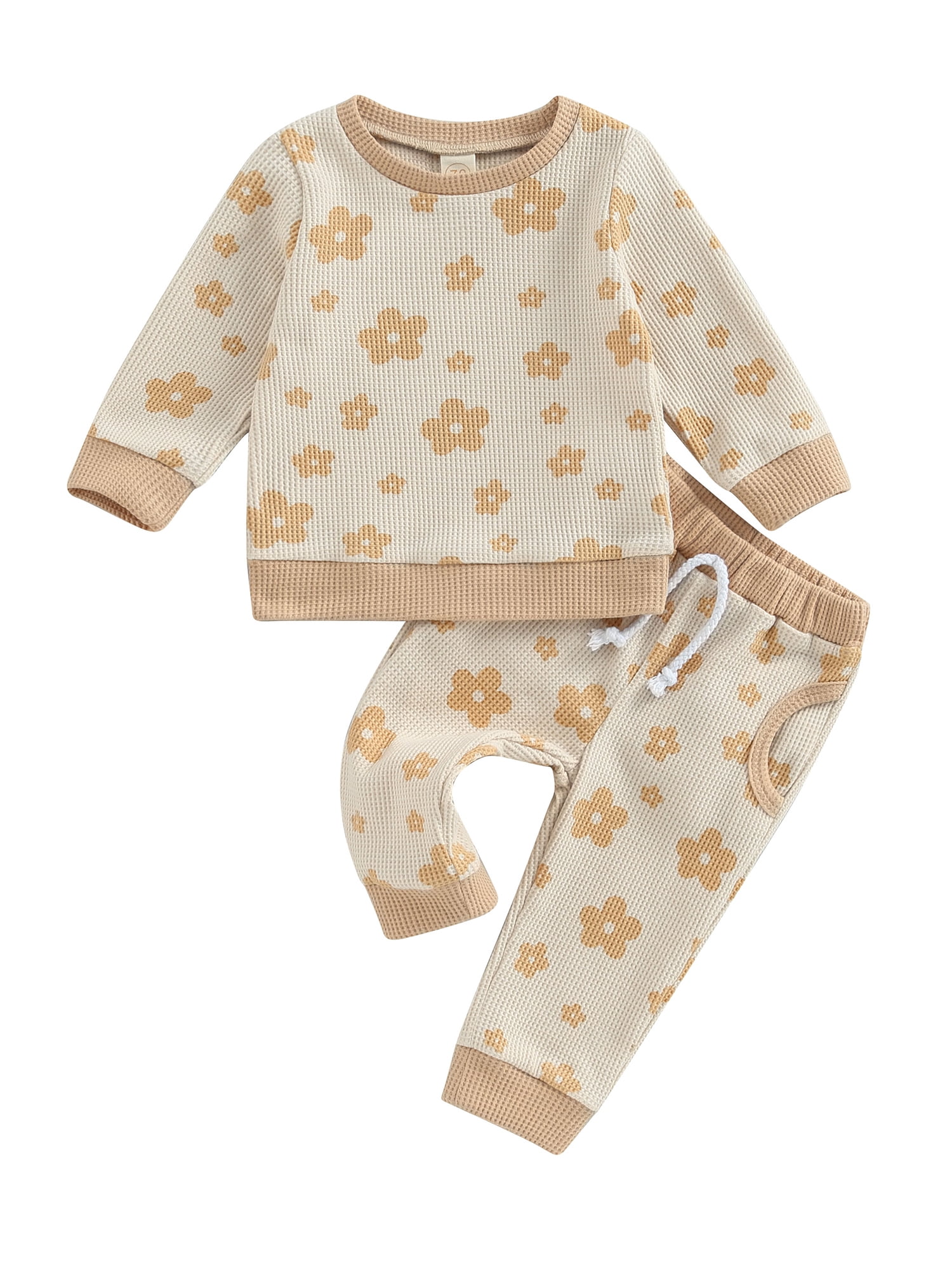 Winter and Spring Baby Kids Girls Long Sleeves Flowers and Letters Pattern Pullover and Pants Clothing Set