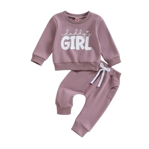 GXFC Toddler Girl Fall Outfits Clothes 6M 12M 18M 2T 3T Kids Girl Long Sleeve Letter Print Sweatshirts Tops and Pants 2Pcs Casual Autumn Clothing for Children Girl