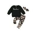 thumbnail image 1 of GXFC Toddler Girl Fall Outfits Clothes 6M 1T 2T 3T Kids Girl Long Sleeve Sweatshirt and Geometric Pattern Pants and Headband 3Piece Casual Autumn Clothing for Children Girl, 1 of 9