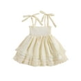 thumbnail image 1 of GXFC Toddler Girls Summer Solid Dress Kids Girls Sleeveless Sling Ruffle Princess Dress Casual One Piece Dress for Beach Party 1-5T, 1 of 9