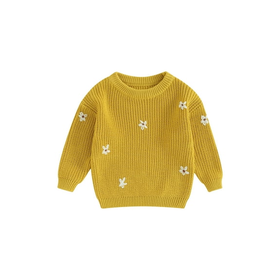 GXFC Toddler Girls Sweaters 6M 1T 2T 3T 4T 5T Kids Girls Long Sleeve Floral Embroidery Knit Pullovers Tops Casual Fall Knitwear Clothes for Child