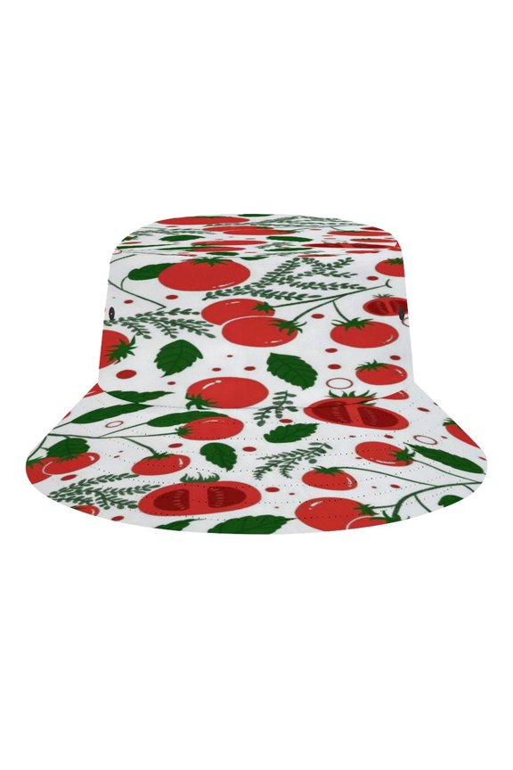 Tomato Vine Leaf Pattern Bucket Hat, Soft, Printed, Packable Fisherman Sun Hat for Beach Travel Hiking Vacation, Sun Hat for Women Men,