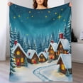 thumbnail image 1 of GXFC Winter Village Under Starry Night Sky blanket, comfortable and soft, warm casual blanket, printed design, winter sofa dormitory home decoration, must-have travel product. Size is 30x40 inches., 1 of 5