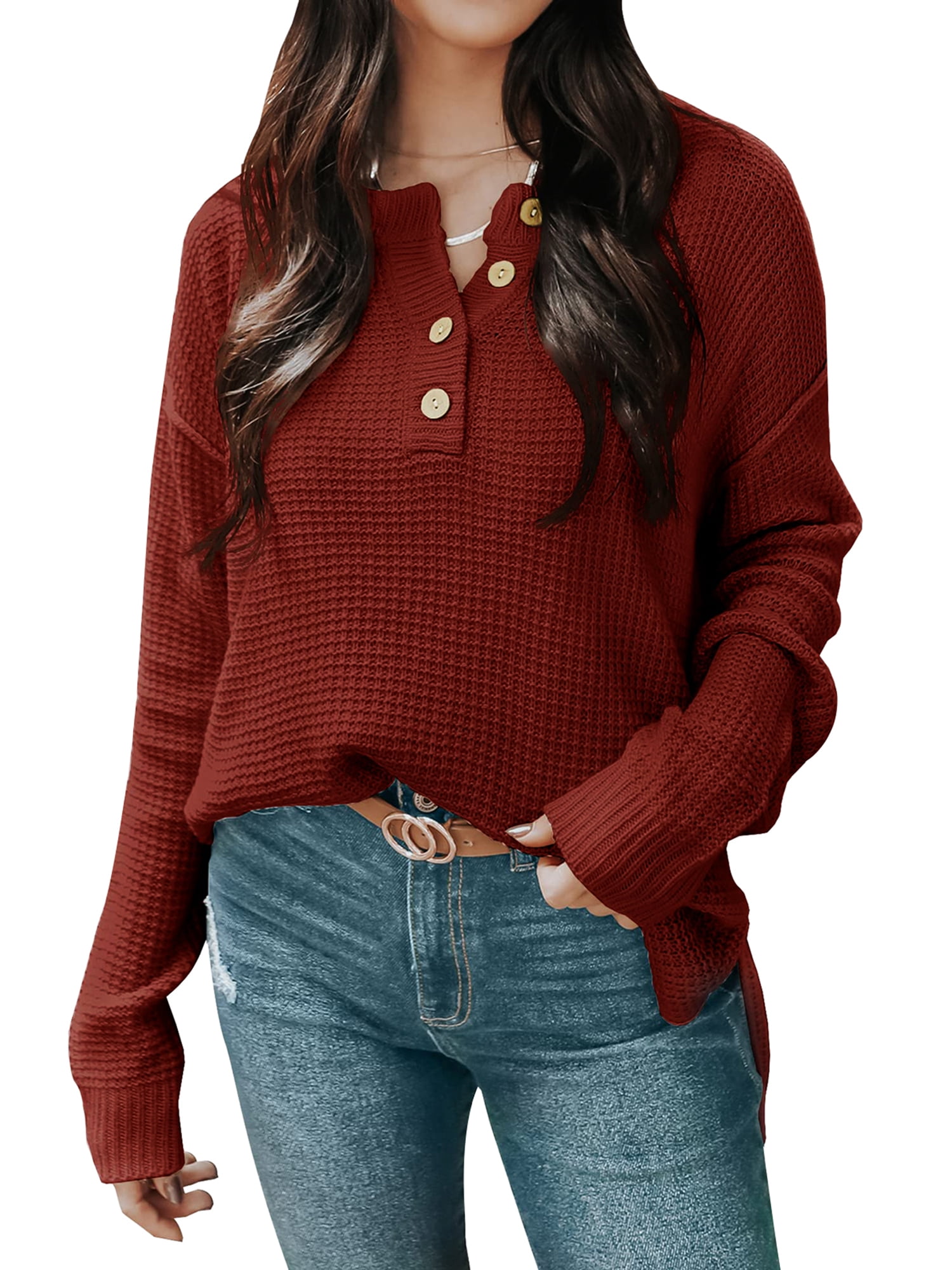 Dokotoo Women's Ribbed Knit Hoodie Sweatshirt - Casual Loose Fit Pullover With Kangaroo Pocket
