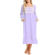 GXFC Women Maternity Fall Dress Casual Long Sleeve Square Shift Long Dress Casual Plus Size A-line Dress for Pregnancy Breastfeeding Clothes 2XL