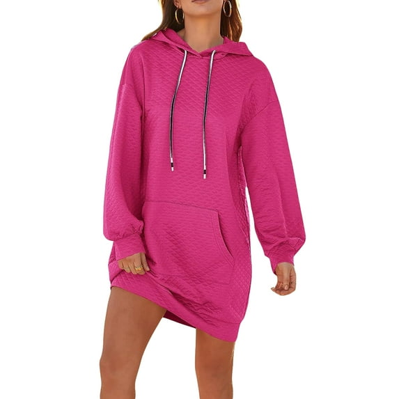 GXFC Women Quilted Hooded Long Sweatshirts Solid Color Pullovers Long Sleeve Hoodies Loose Casual Fall Tops Streetwear Clothes