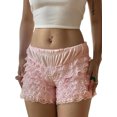 thumbnail image 1 of GXFC Women Summer Low Waist Floral Lace Shorts Casual Ruffled Elastic Waist Short Pants for Beach Nightclub Streetwear Bar, 1 of 4