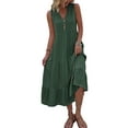 thumbnail image 1 of GXFC Women Swing Dress Sleeveless V Neck Button Tank Dress Summer Loose A-line Midi Dress Sundress for Women Beach, 1 of 5