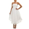 thumbnail image 1 of GXFC Women Wedding Dresses Strapless Tulle Midi Cocktail Dress for Guest, 1 of 8