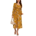 thumbnail image 1 of GXFC Women Wrap Midi Dress Vintage Long Sleeve Flower Print Flowy Dress, 1 of 8