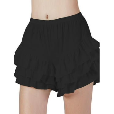 GXFC Women’s Layered Ruffle Shorts Casual Elastic Waist Legging Solid Color Bloomers Lolita Cosplay Costume Skorts
