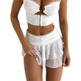 thumbnail image 1 of GXFC Women's Sexy Mini A-Line Skirts Ladies Cute Low Waist Layered Fairy Skirt Floral Jacquard Lace Ruffle Skirts Mesh Pleated Party Skirts Fashion Suts Streetwear for Bar Club Beach Holiday, 1 of 7