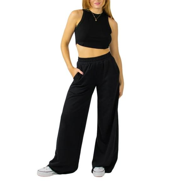 GXFC Women's Wide Leg Trousers Casual Elastic Waist Pants Lounge Loose Trousers with Pockets for Women Teen Juniors Girls ,Spring Fall