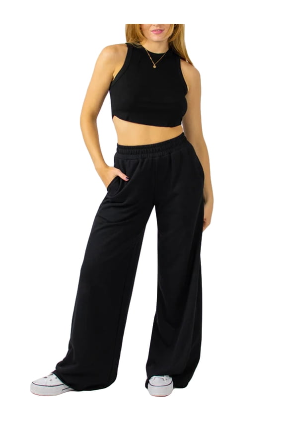 Women's Wide Leg Trousers Casual Elastic Waist Pants Lounge Loose Trousers with Pockets for Women Teen Juniors Girls ,Spring Fall