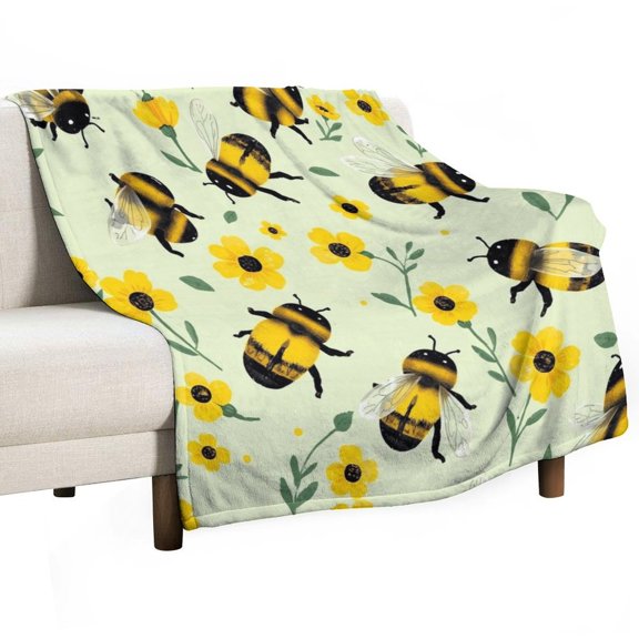 GXFC bees flowers, winter sofa dormitory home decoration, must-have travel product. Size is 60x80 inches.
