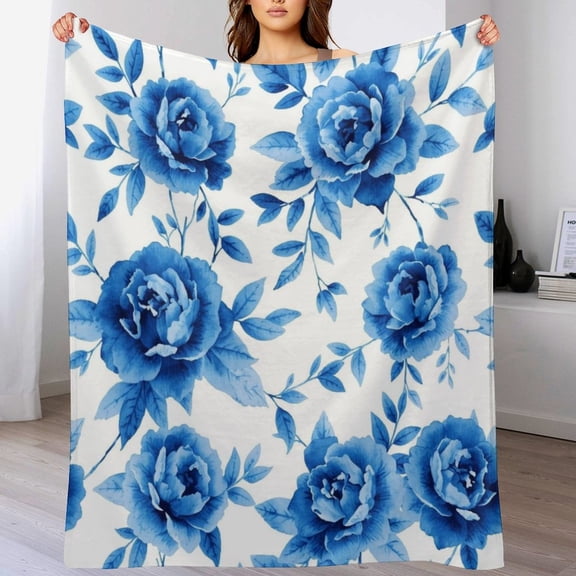GXFC blue flower, winter sofa dormitory home decoration, must-have travel product. Size is 30x40 inches.