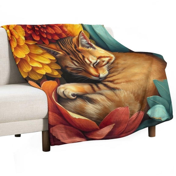 GXFC cat flowers couch, winter sofa dormitory home decoration, must-have travel product. Size is 60x80 inches.