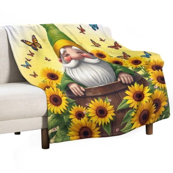 GXFC sunflowers butterflies, winter sofa dormitory home decoration, must-have travel product. Size is 60x80 inches.