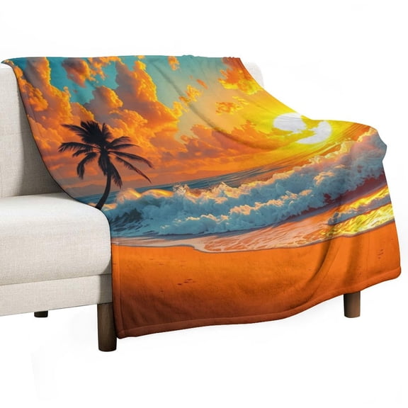 GXFC sunset, beach, waves, winter sofa dormitory home decoration, must-have travel product. Size is 40x50 inches.