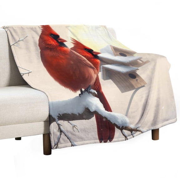 GXFCARed bird tree branch, winter sofa dormitory home decoration, must-have travel product. Size is 60x80 inches.