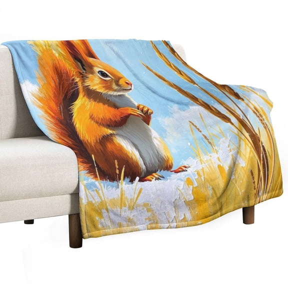 GXFCASquirrel grass blue sky, winter sofa dormitory home decoration, must-have travel product. Size is 40x50 inches.