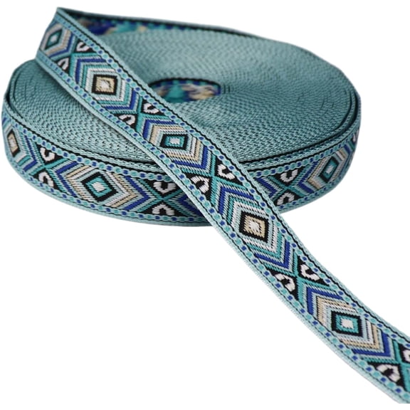 GXFCYA 1.8cm Width Sky Blue Vintage Jacquard Ribbon Embroidered Trim for Sewing Clothing Gift Wrapping Wedding Decoration (03,5 Yards)