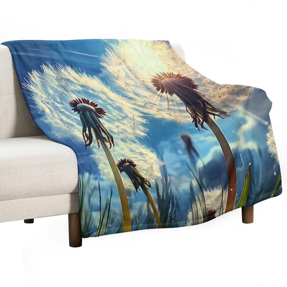 GXFCdandelion sun blue sky, winter sofa dormitory home decoration, must-have travel product. Size is 50x60 inches.