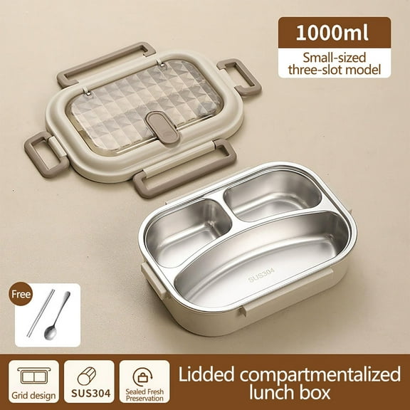 GXFMYA 304 Stainless Steel Bento Box - 3/4/5 Compartment Insulated Lunch Box (1000ml/1500ml) - Leakproof & Microwave Safe Meal Prep Container with Utensils