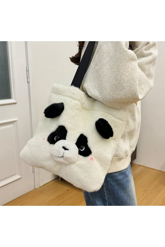 Cute Lint Panda Handbag, Small Shoulder Bag for Girls, Versatile Leisure Style for All Ages