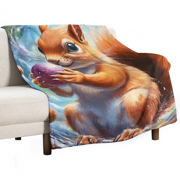 GXFSquirrel full moon, comfortable and soft, warm casual blanket, printed design, winter sofa dormitory home decoration, must-have travel product. Size is 50x60 inches.
