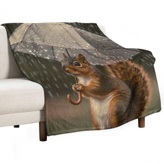GXFsquirrel umbrella rain, warm casual blanket, printed design, winter sofa dormitory home decoration, must-have travel product. Size is 60x80 inches.