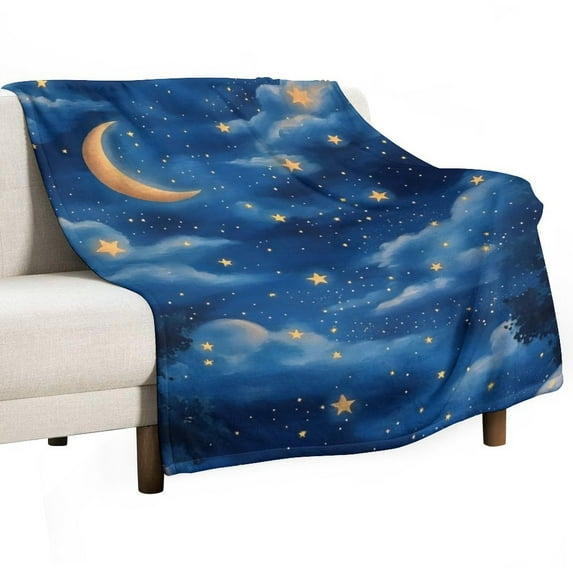 GXFstars moon night sky full moon, comfortable and soft, warm casual blanket, printed design, winter sofa dormitory home decoration, must-have travel product. Size is 50x60 inches.