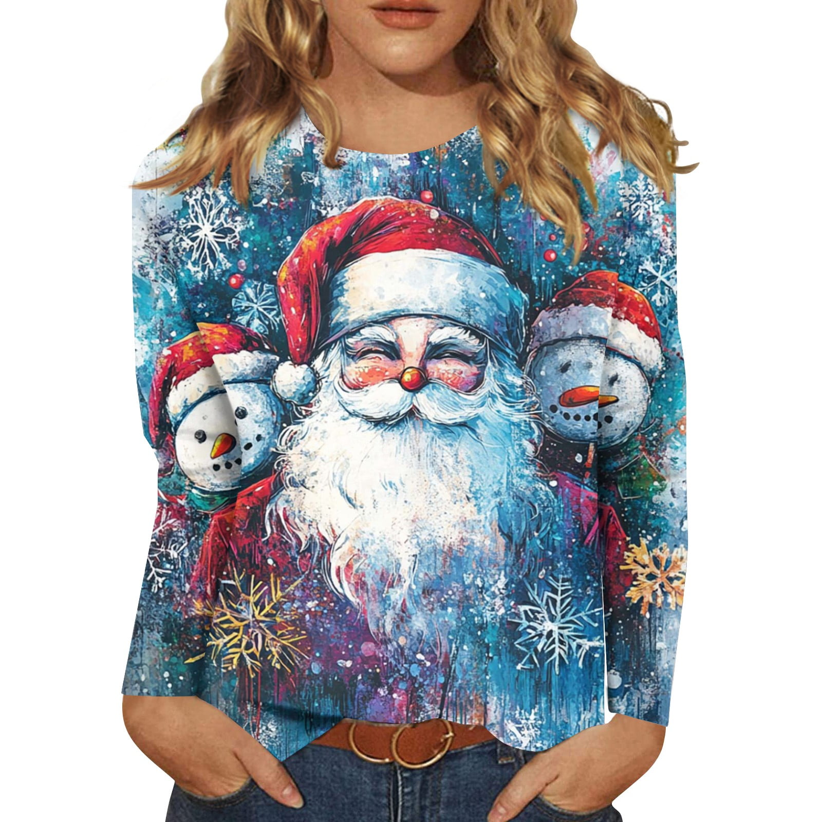 GXIPO Blouses Christmas Shirts for Women Long Sleeve Plus Size Tops