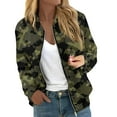 thumbnail image 1 of GXIPO Camo Jacket Women Trendy Bomber Jackets Lightweight Thin Pocket Top Zip up Casual Jacket Dark Green XL, 1 of 5