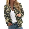 thumbnail image 1 of GXIPO Camo Jacket for Women, Women's Winter Bomber Jacket Long Sleeve Stand Collar Zipper Outwear with Pockets Dark Green L, 1 of 5