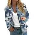 thumbnail image 1 of GXIPO Camo Jacket for Women, Women's Winter Bomber Jacket Long Sleeve Stand Collar Zipper Outwear with Pockets Light Gray S, 1 of 5